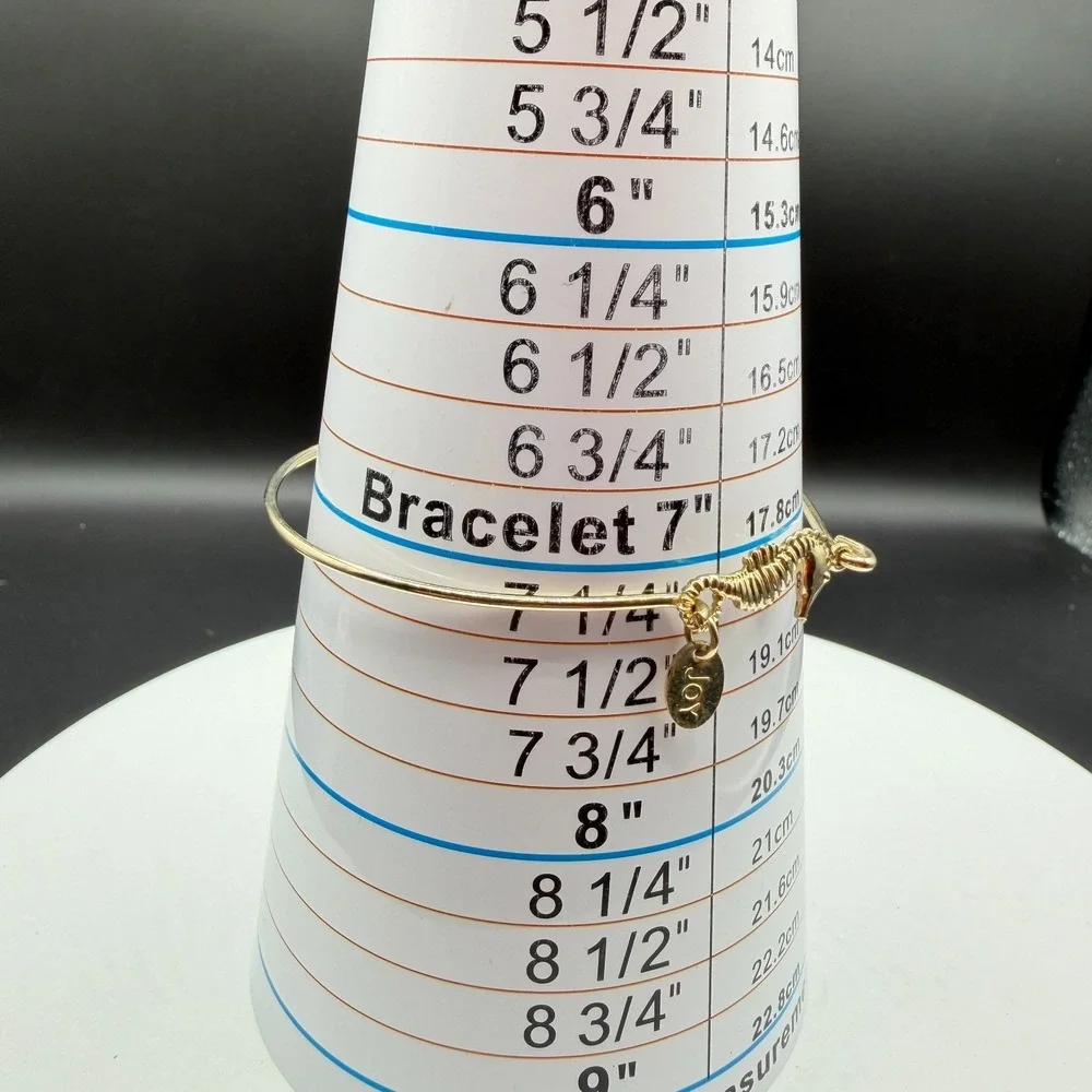JOY Gold Tone Seahorse Bangle Bracelet Coastal Nautical Beach Charm Jewelry